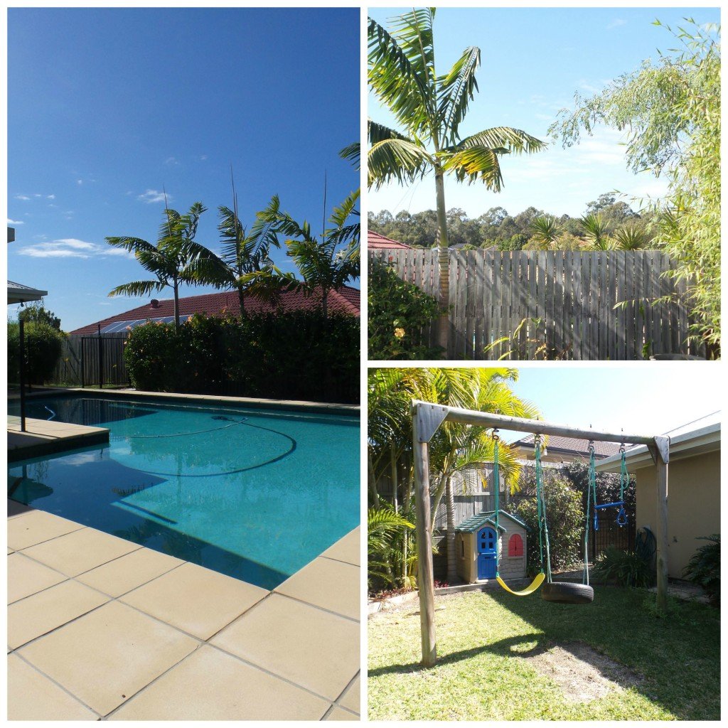 Collate of a year in Australia - shots of pool and garden